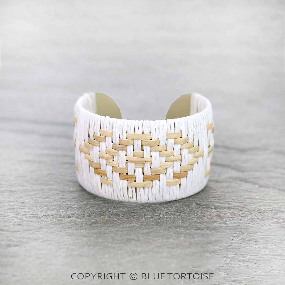 Western Aztec Pattern Raffia Cuff Bracelet