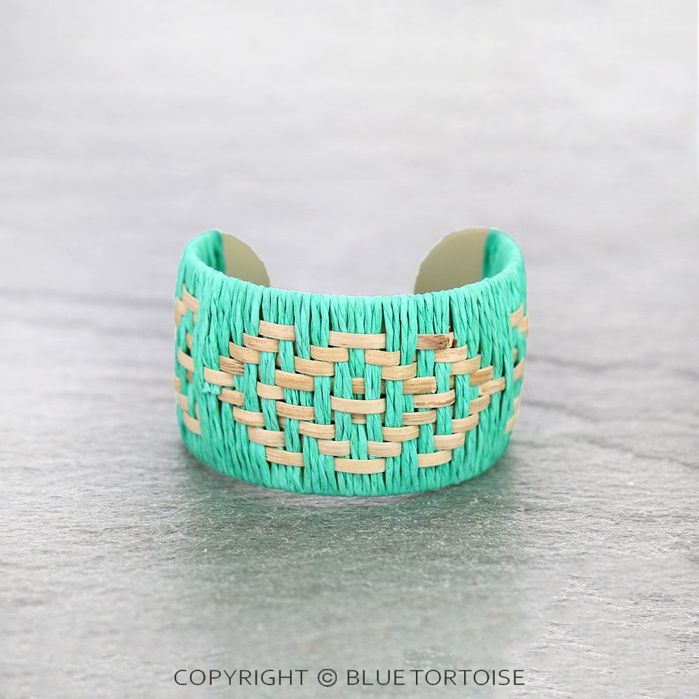 Western Aztec Pattern Raffia Cuff Bracelet