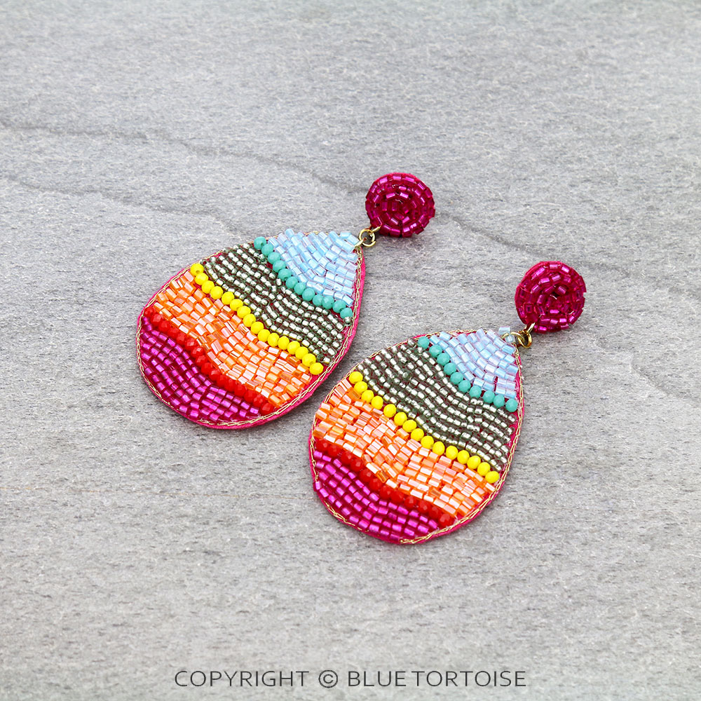 3" Beaded Easter Egg Stud Earrings