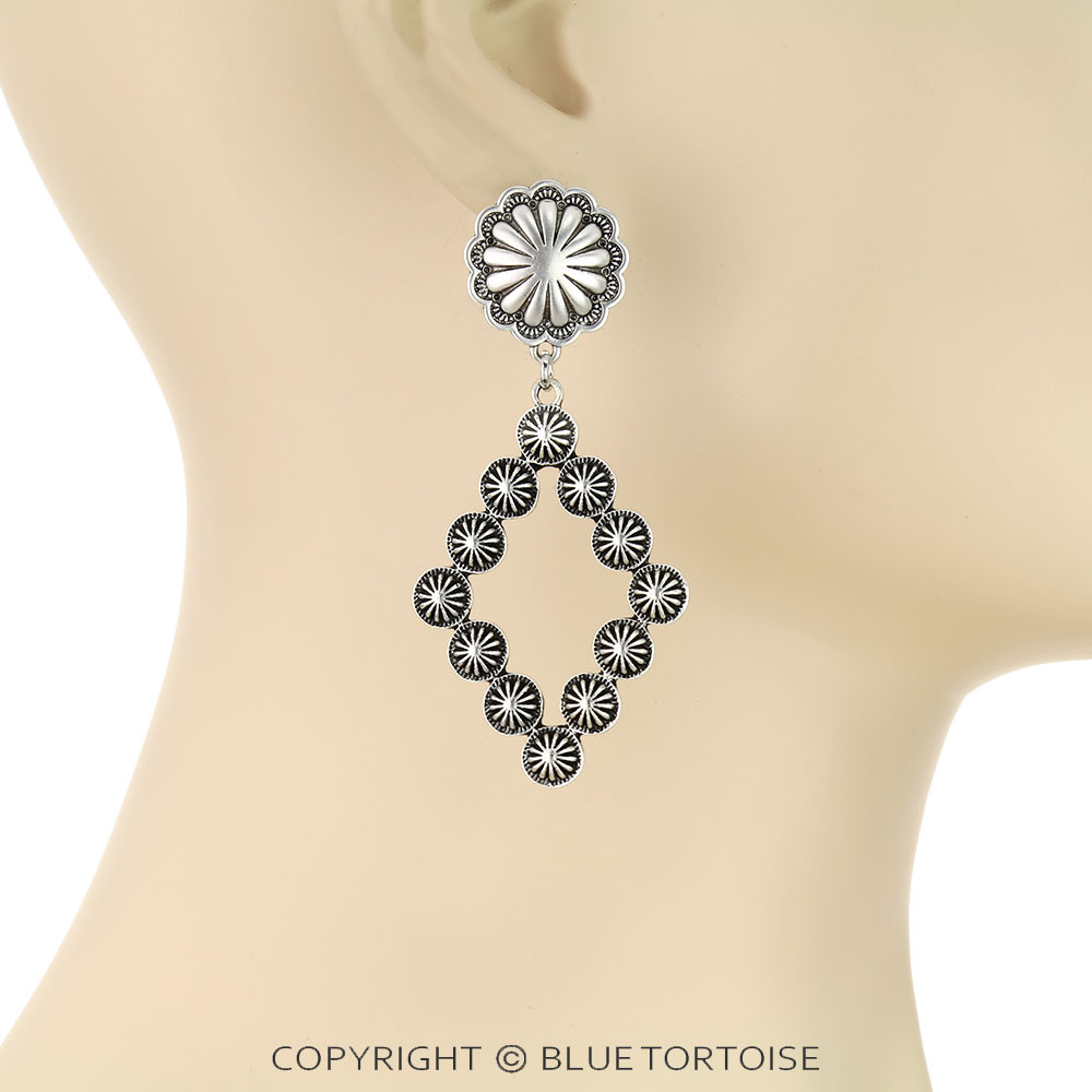2.8" Long, Concho Post Earrings - Image 2