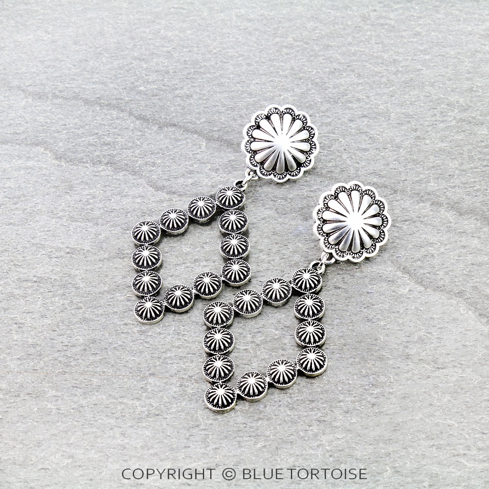 2.8" Long, Concho Post Earrings