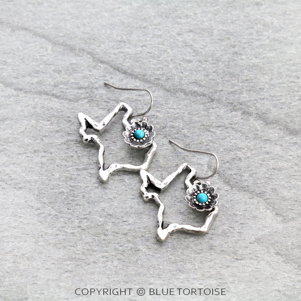 Western Cut Out Texas Map Dangle Earrings - Image 3