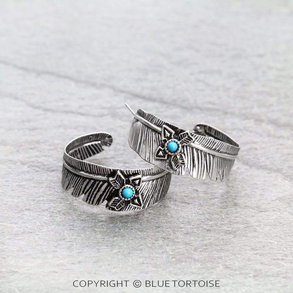 Western Feather with Crossed Arrow Hoop Earrings