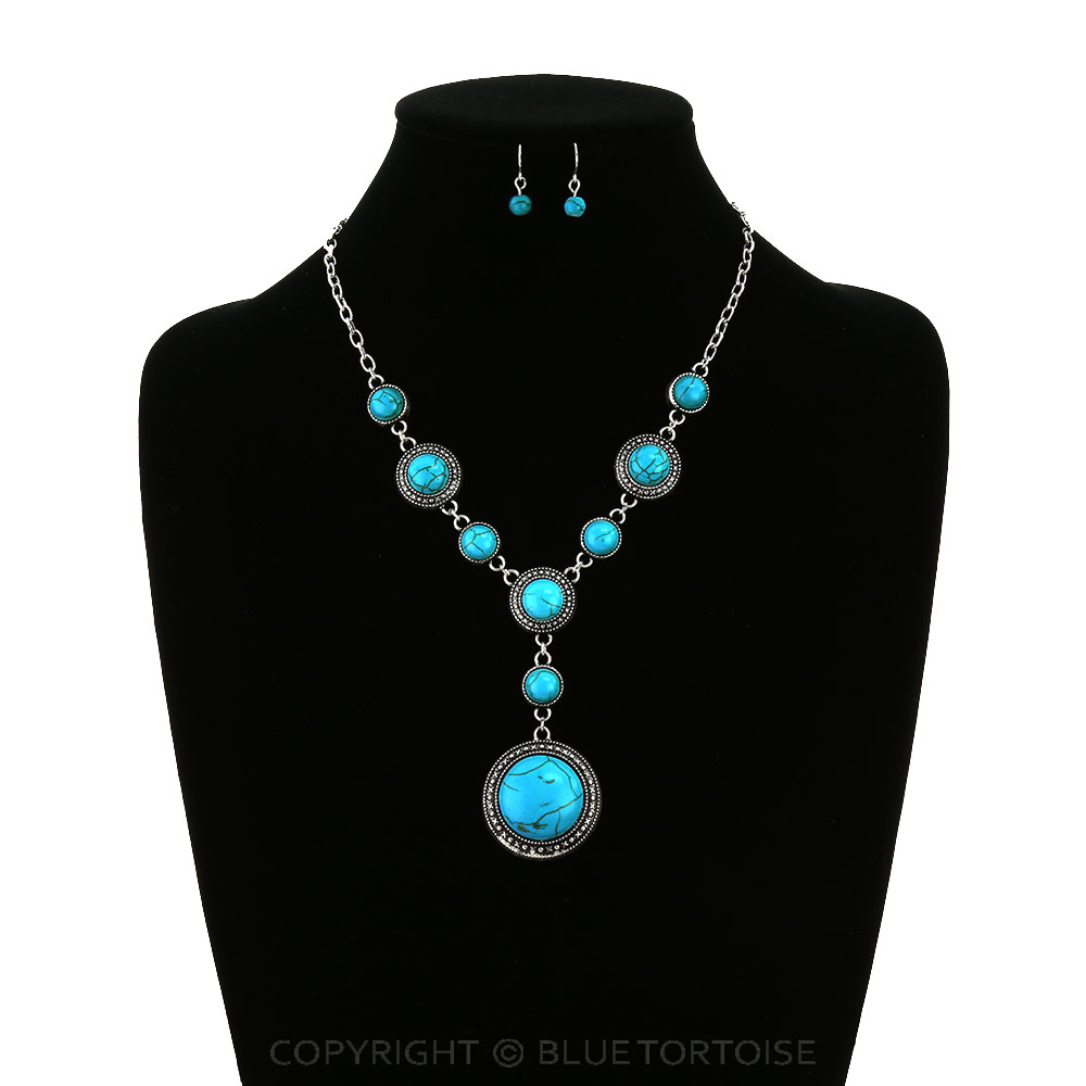 Western Round Stone Y Necklace Set - Image 2