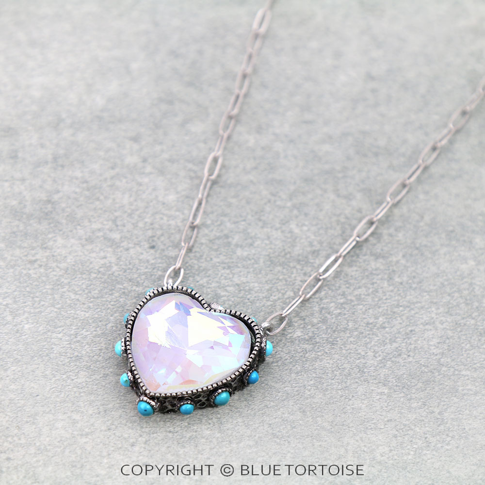 Heart Stone Pendant Necklace - Image 3