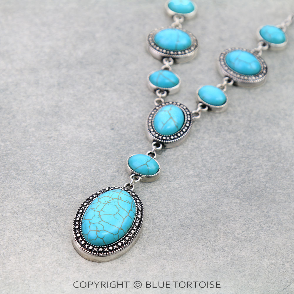 Western Oval Stone Y Necklace Set - Image 3