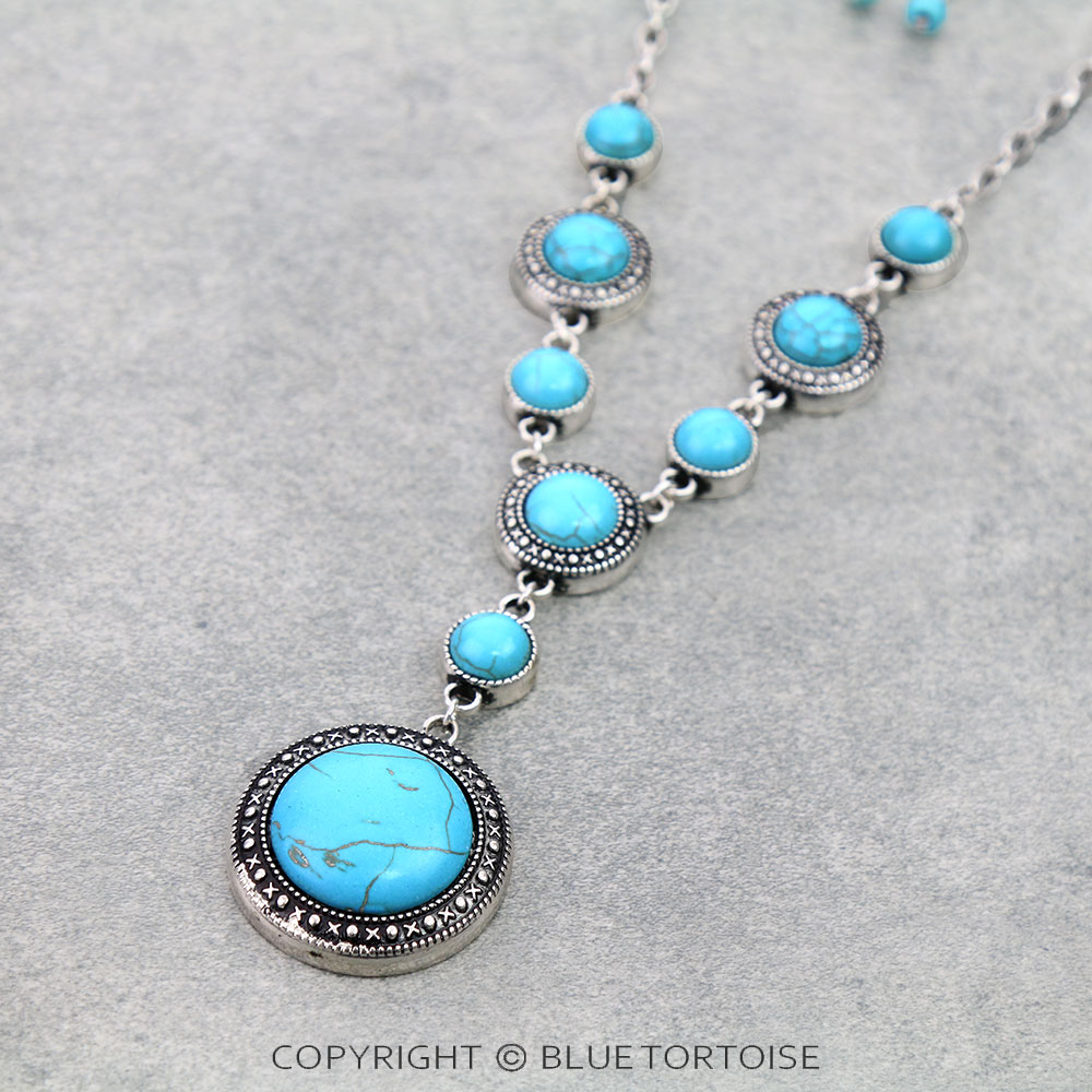 Western Round Stone Y Necklace Set - Image 3