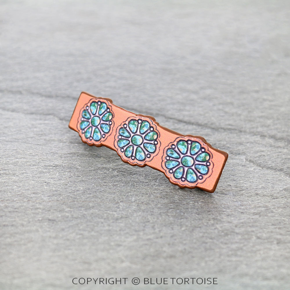 Concho Genuine Tooled Leather Hair Clip