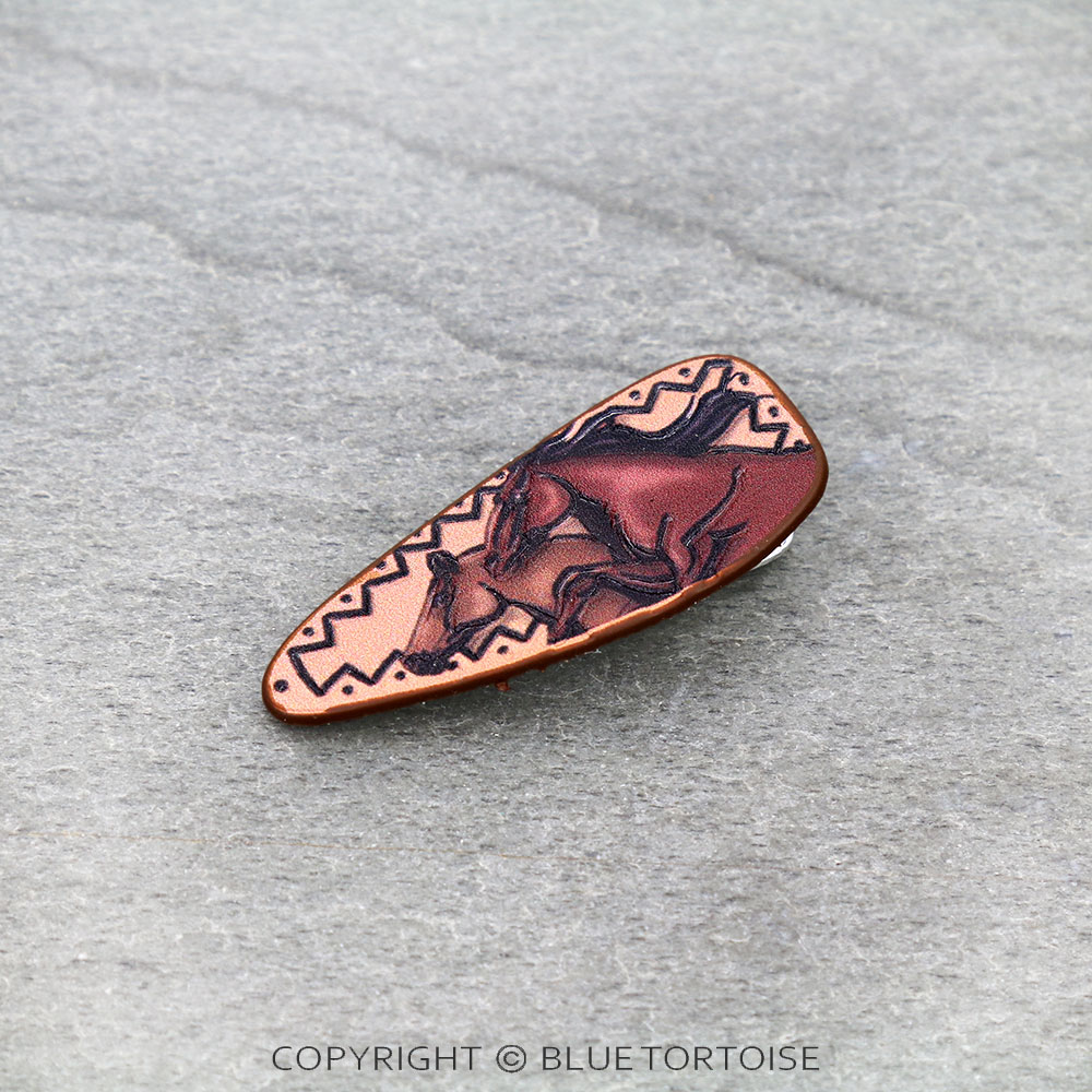 Horse Genuine Tooled Leather Hair Clip