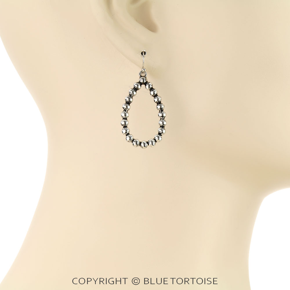 Western Teardrop CCB Textured Earrings - Image 2