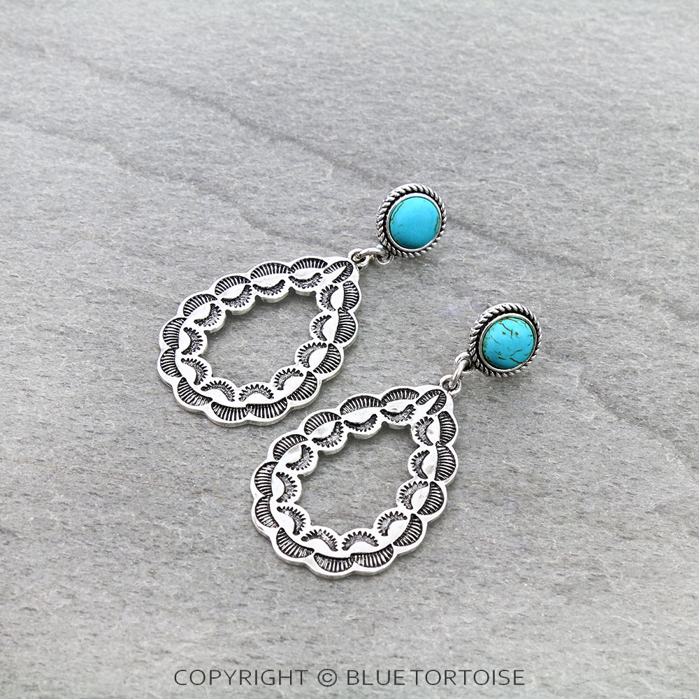 Western Teardrop Stone Stud Earrings