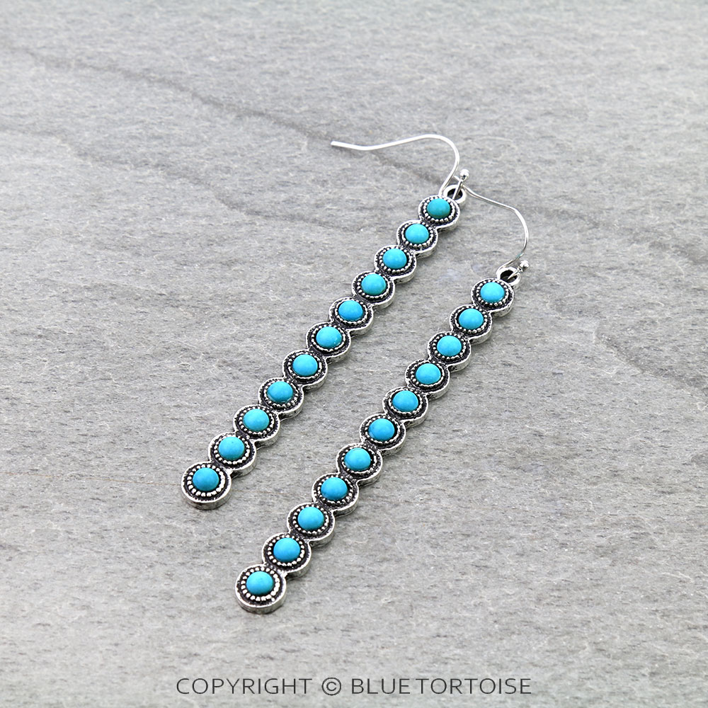 Western Round Stone Bar Dangle Earrings