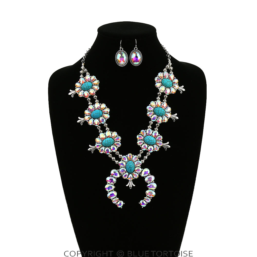 Squash Blossom Stone Necklace Set - Image 2