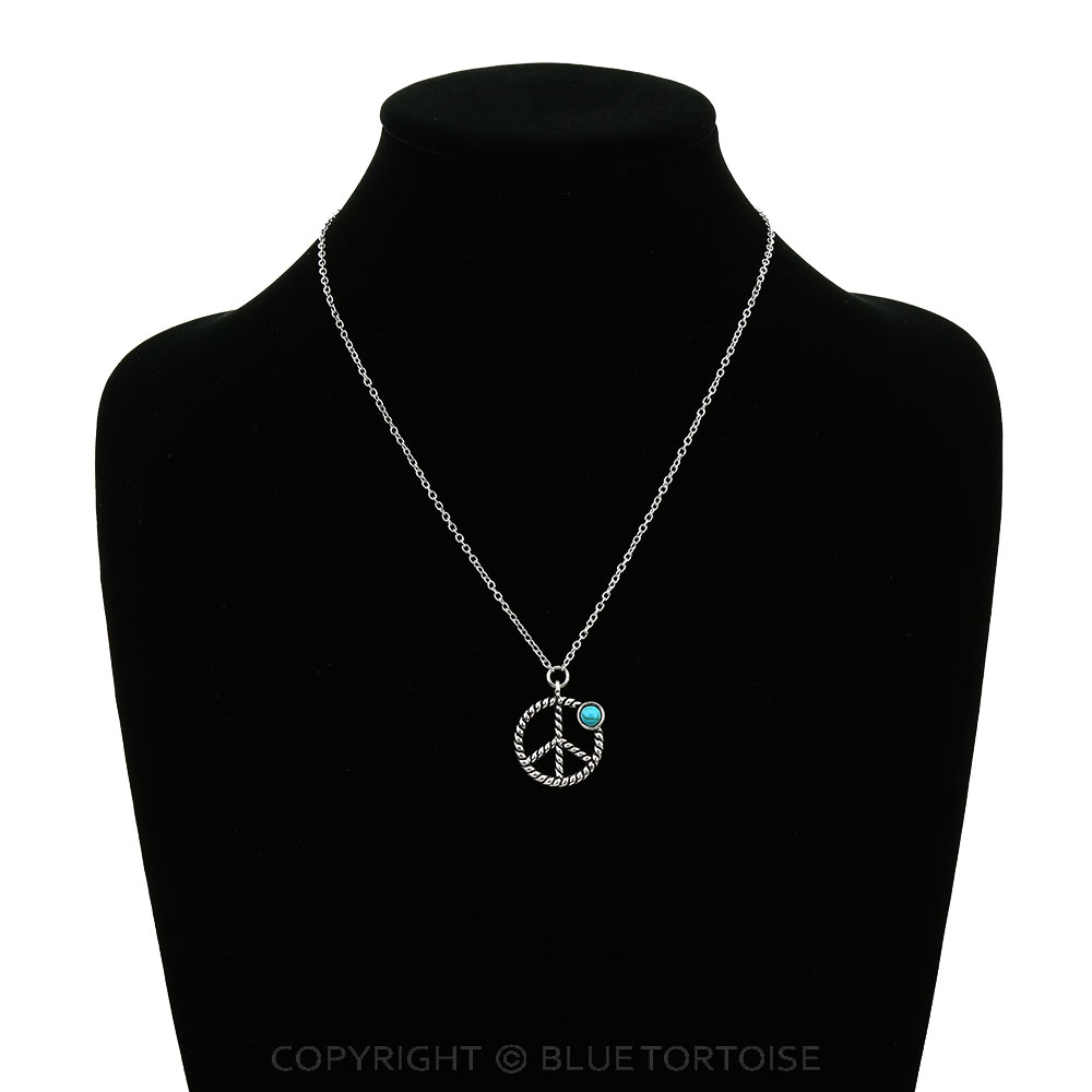 Western Peace Sign Pendant Necklace Set - Image 3
