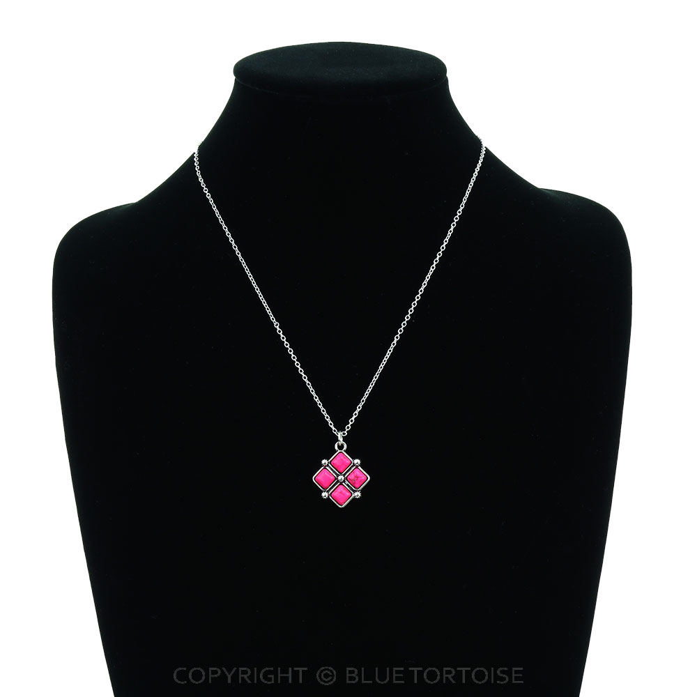 Western Square Stone Pendant Necklace - Image 2