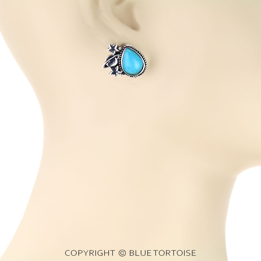 Western Cosmic Stone Stud Earrings - Image 2
