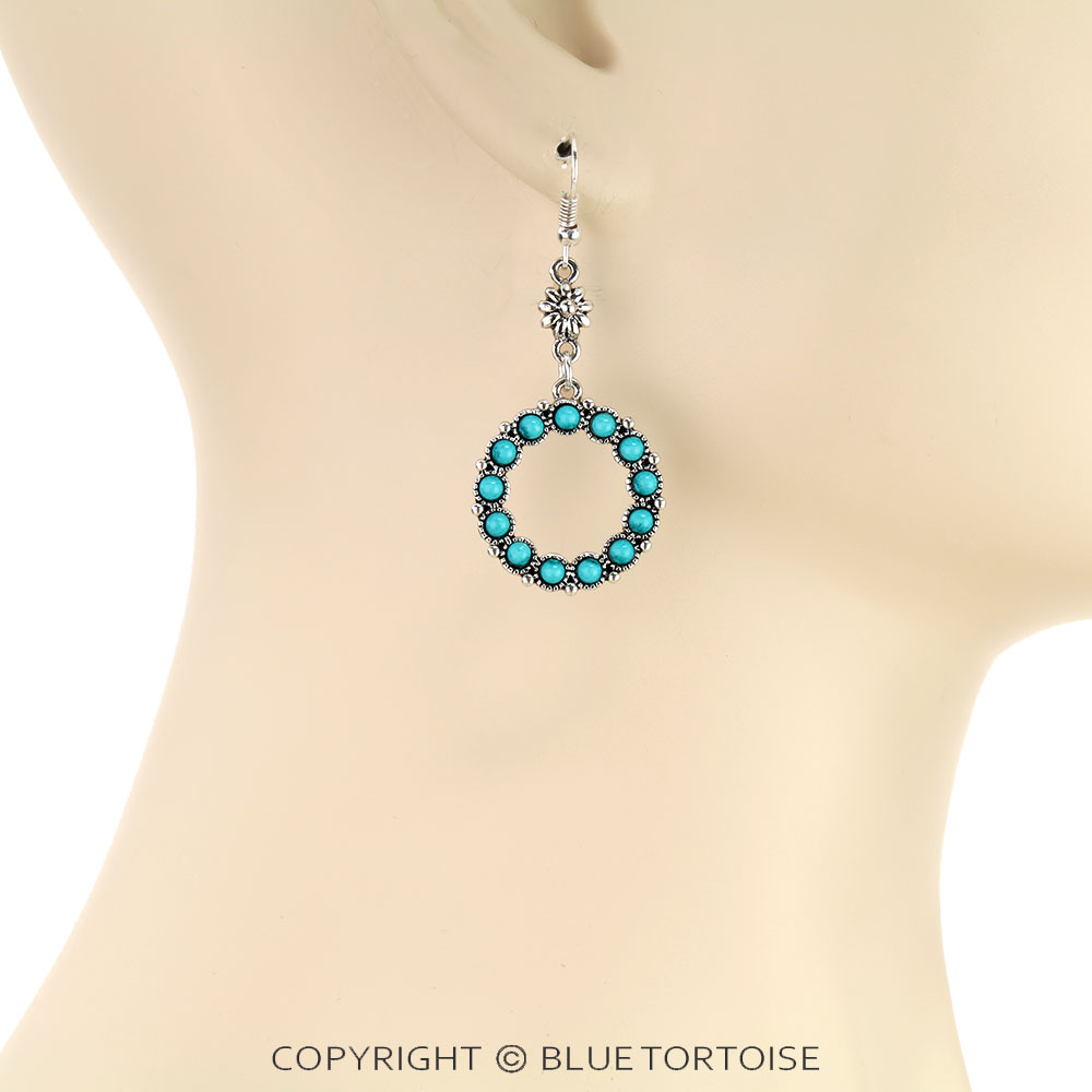 Navajo Style Round Fish Hook Earrings - Image 2