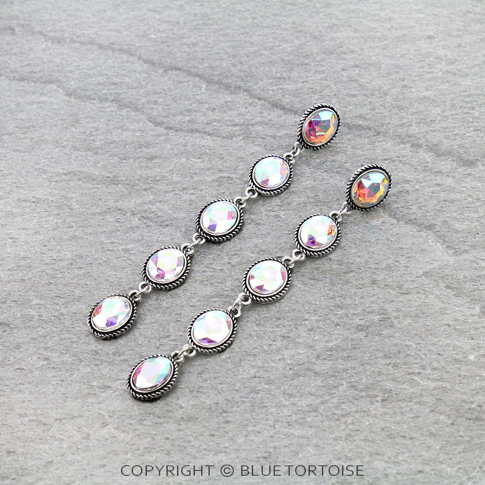Western Round Stone Drop Stud Earrings