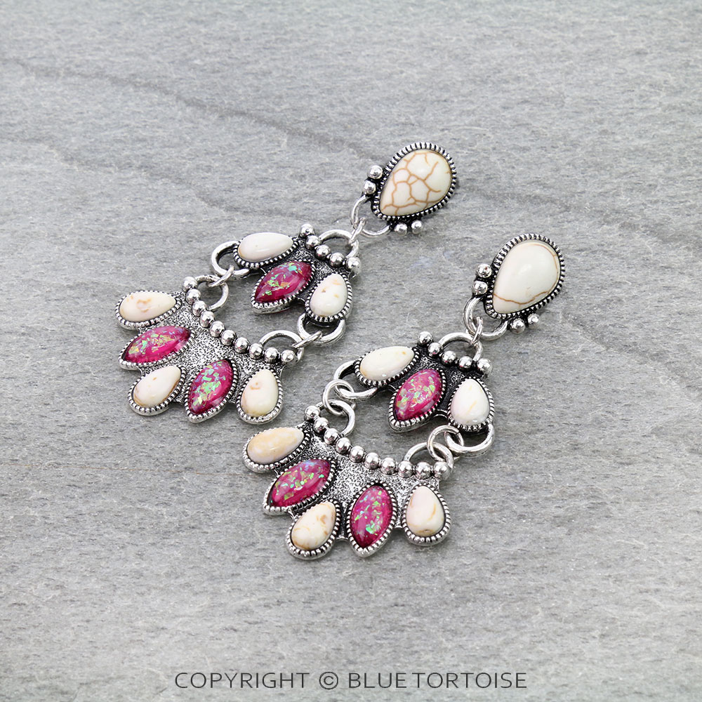 Western Style Stone Drop Stud Earrings