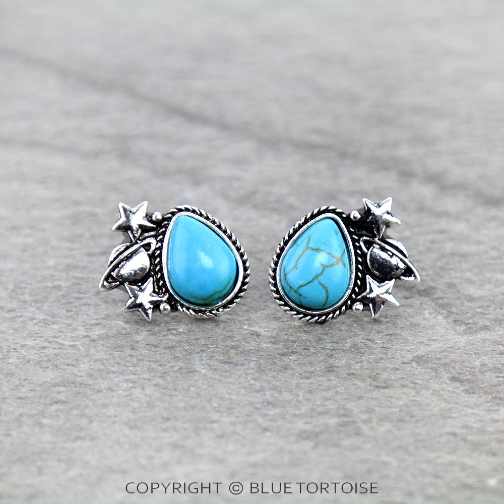 Western Cosmic Stone Stud Earrings
