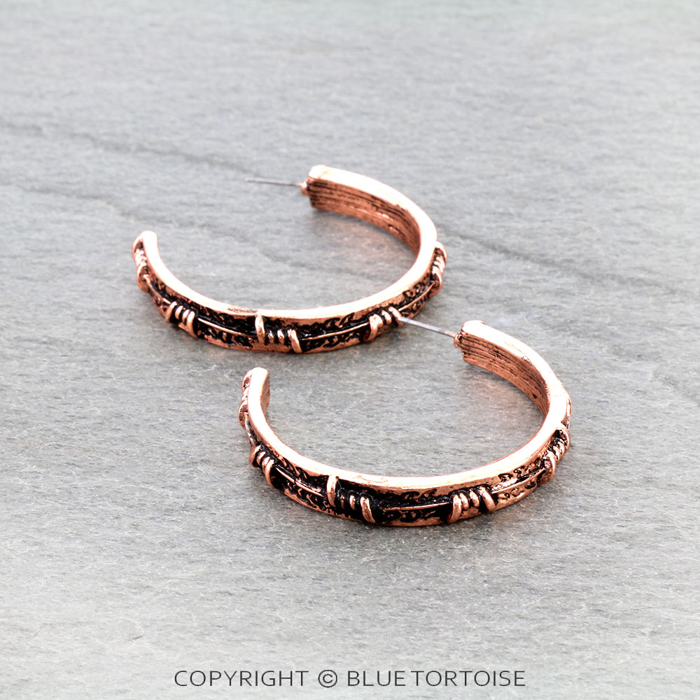 Western Barbed Wire Hoop Earrings