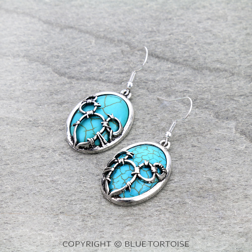 Western Cactus Wire Wrapped Dangle Earrings