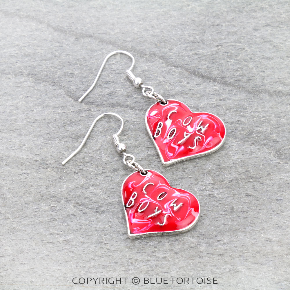 Heart Shape Cowboys Dangle Earrings