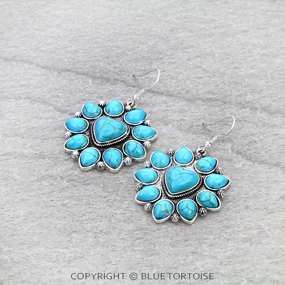 Western Heart Concho Dangle Earrings