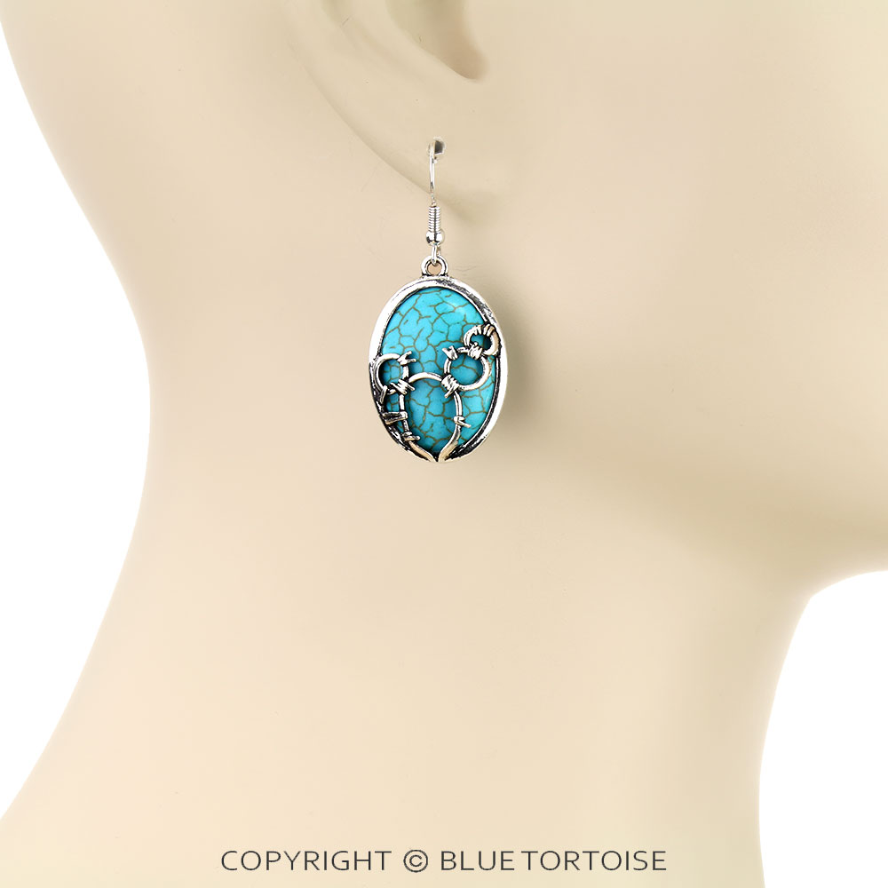 Western Cactus Wire Wrapped Dangle Earrings - Image 2