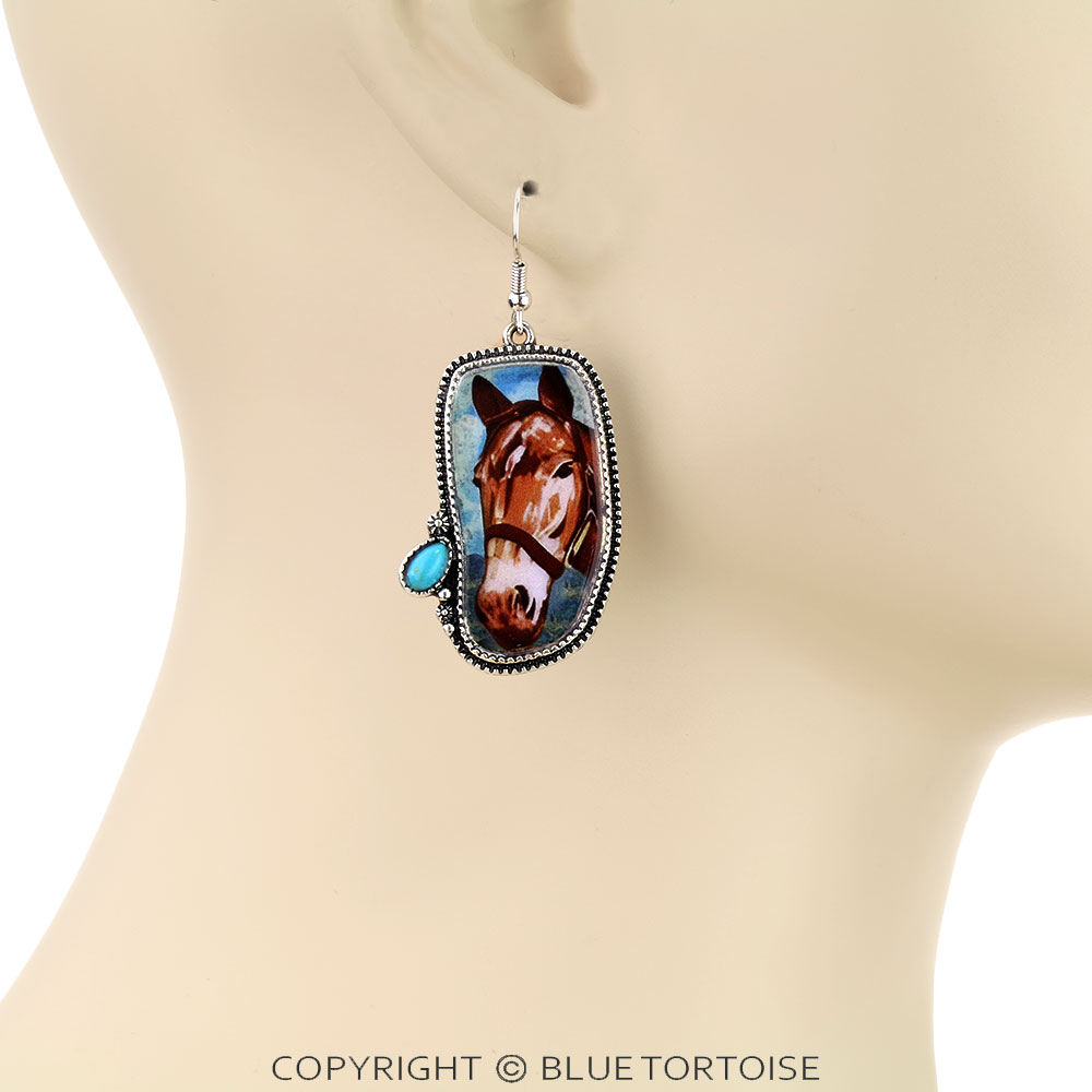 Western Horse Portrait Dangle Earrings - Image 2