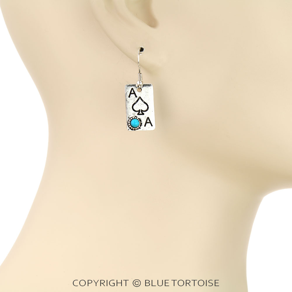 Western Ace of Diamonds Dangle Earrings - Image 2