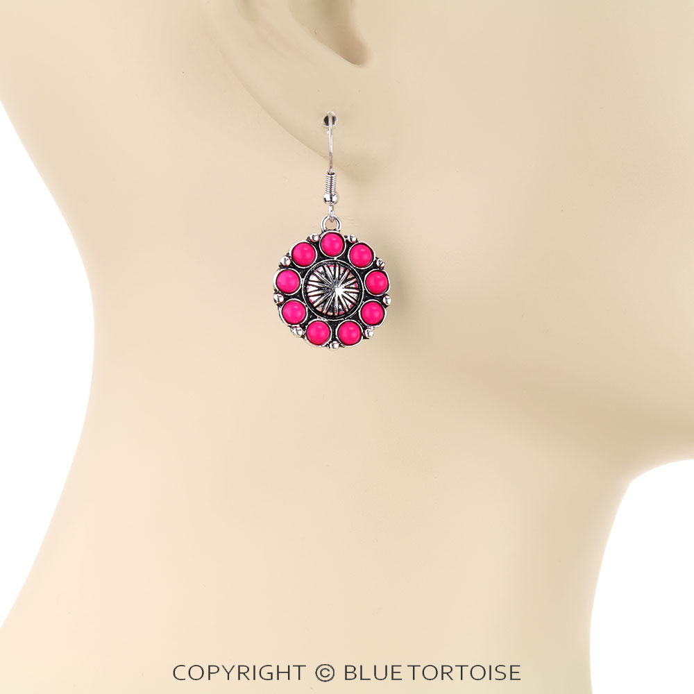 Western Concho Stone Dangle Earrings - Image 2