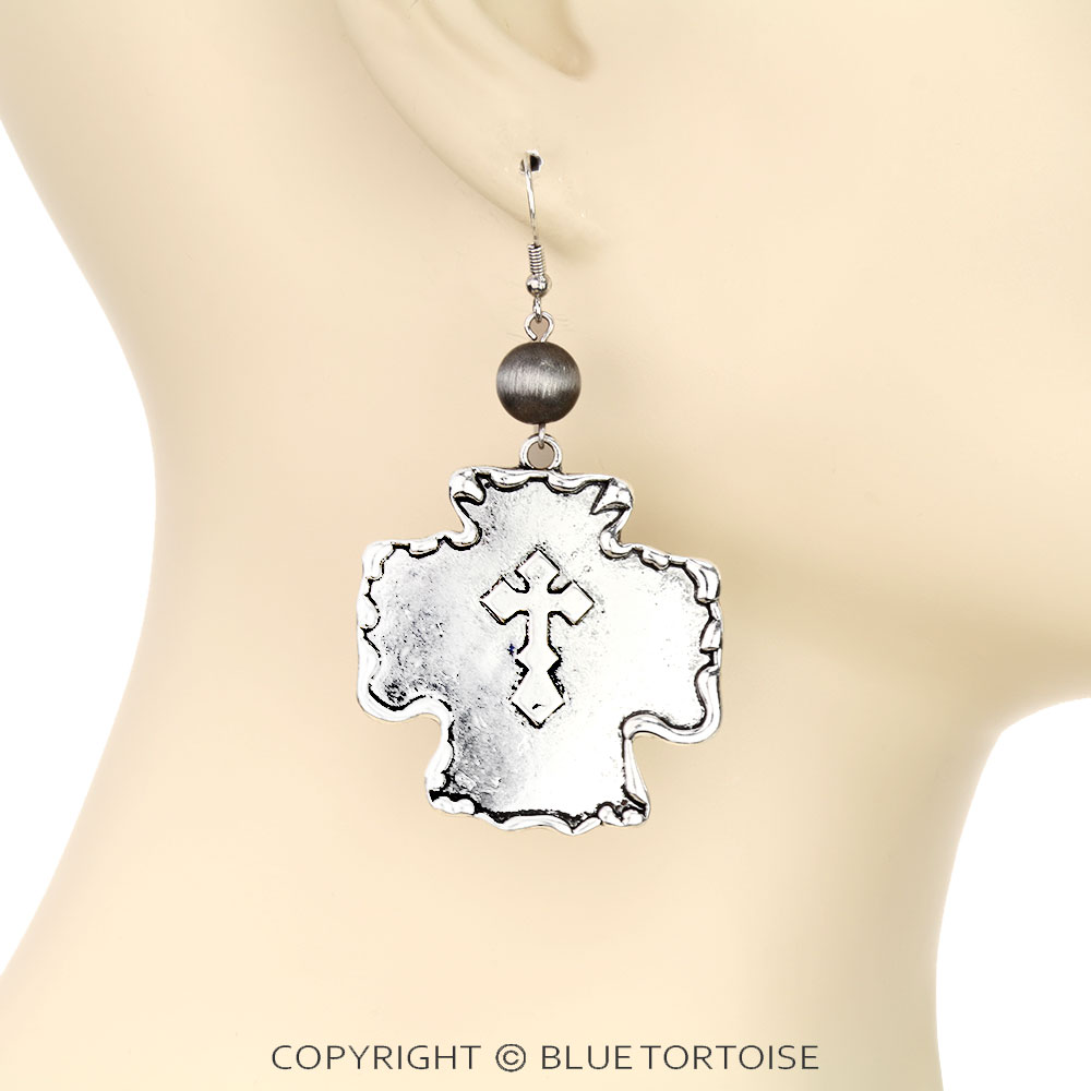Western Cross Dangle Earrings - Image 2