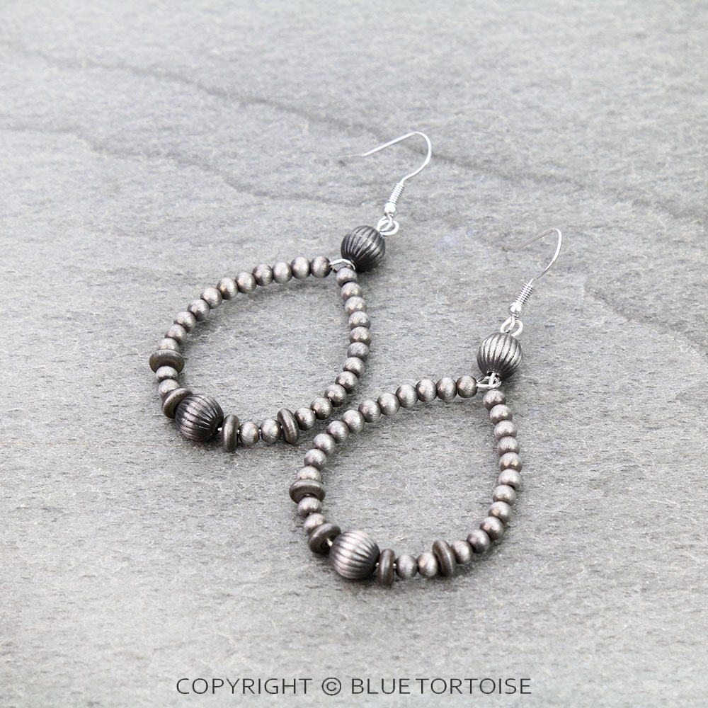 Navajo Style Pearl Teardrop Dangle Earrings