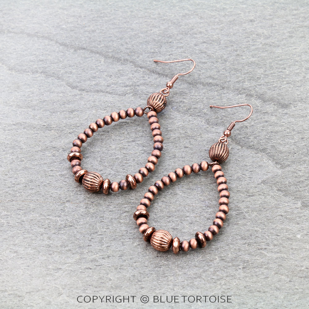 Navajo Style Pearl Teardrop Dangle Earrings