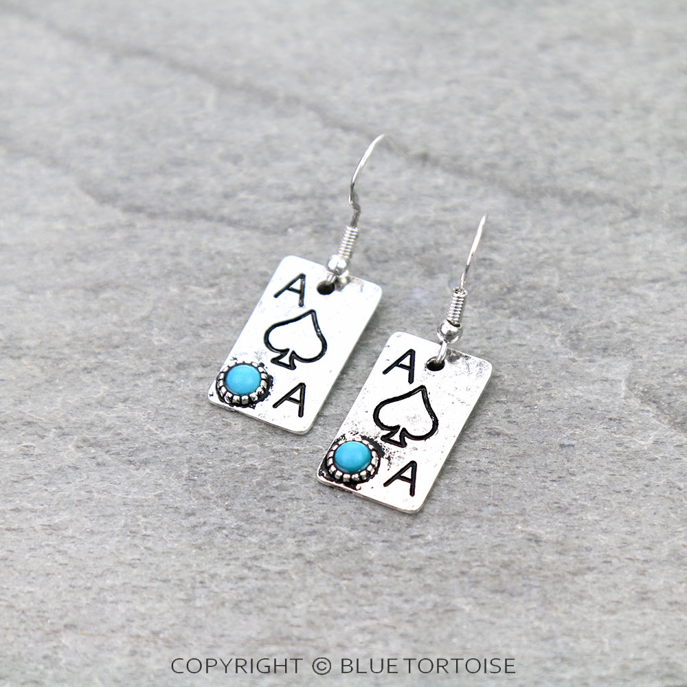Western Ace of Spades Dangle Earrings