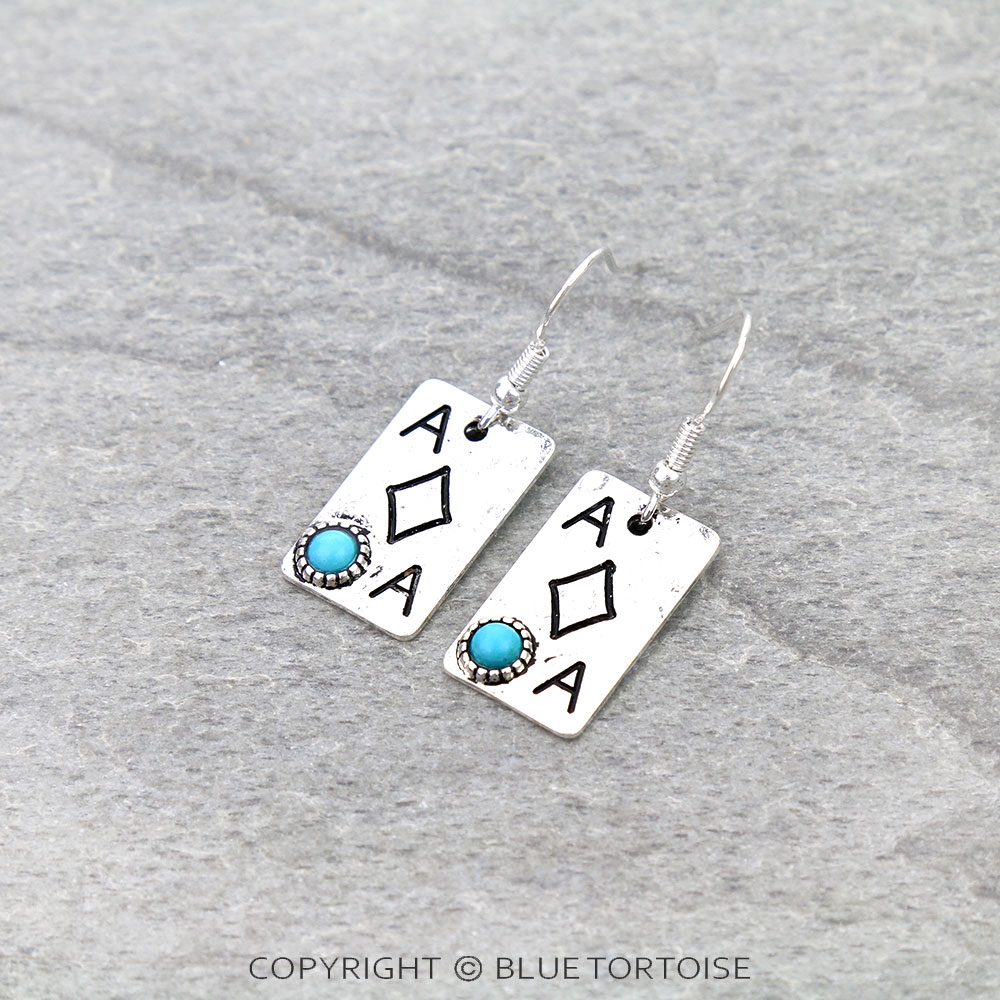 Western Ace of Diamonds Dangle Earrings