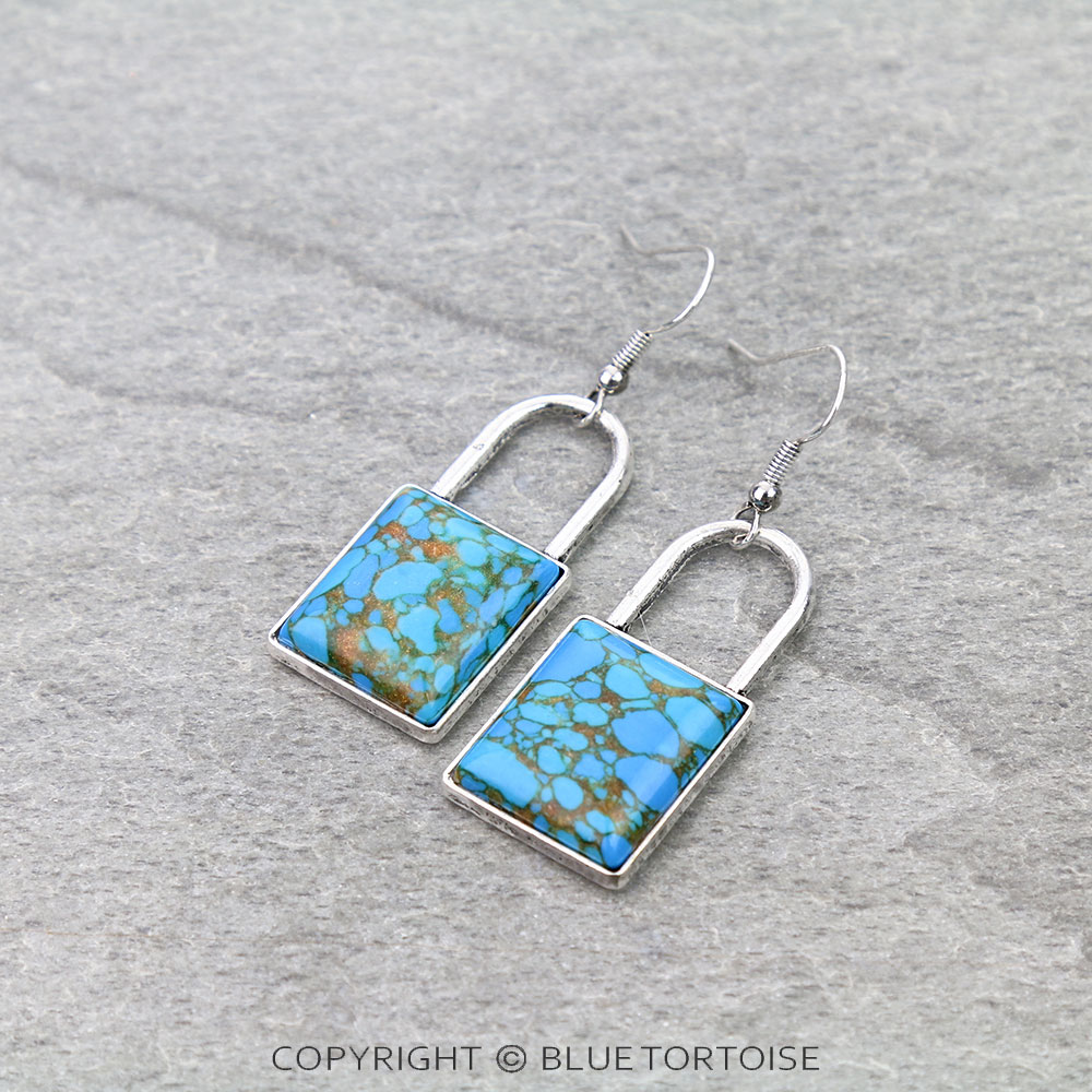 Western Padlock Dangle Earrings