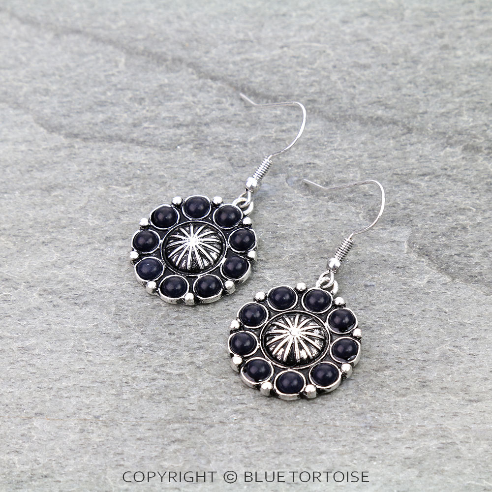 Western Concho Stone Dangle Earrings