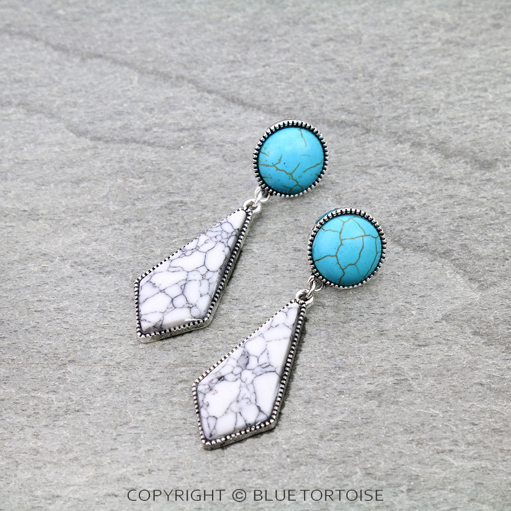 Western Geometric Shape Stone Stud Earrings