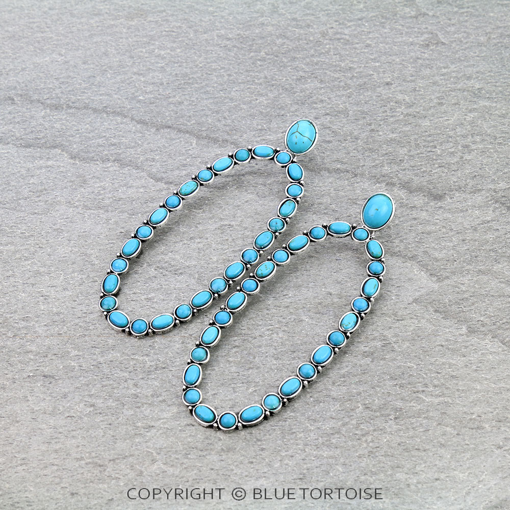 Western Oval Stone Stud Earrings