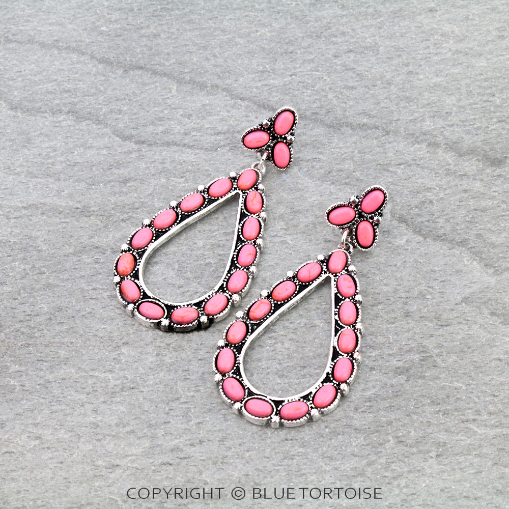 Western Teardrop Stone Stud Earrings