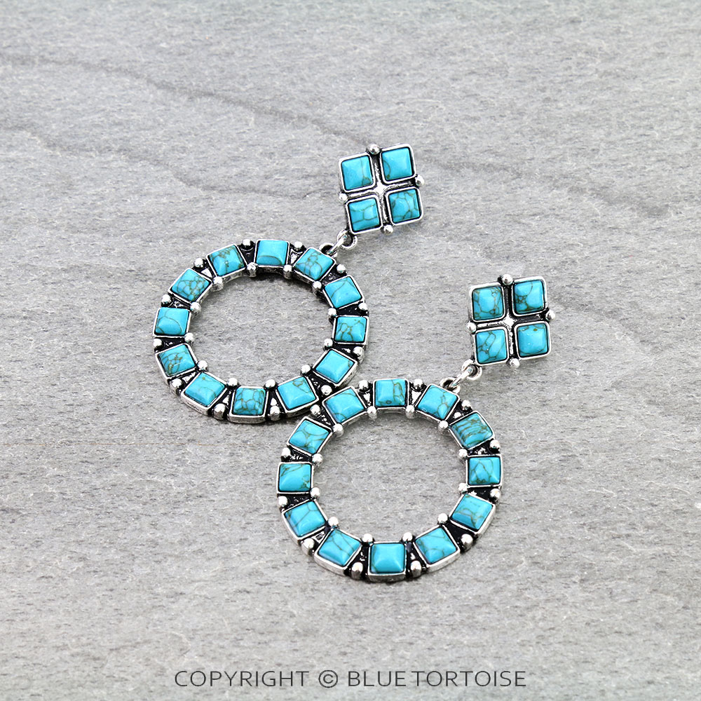 Western Round Stone Stud Earrings