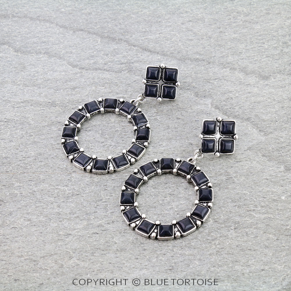 Western Round Stone Stud Earrings