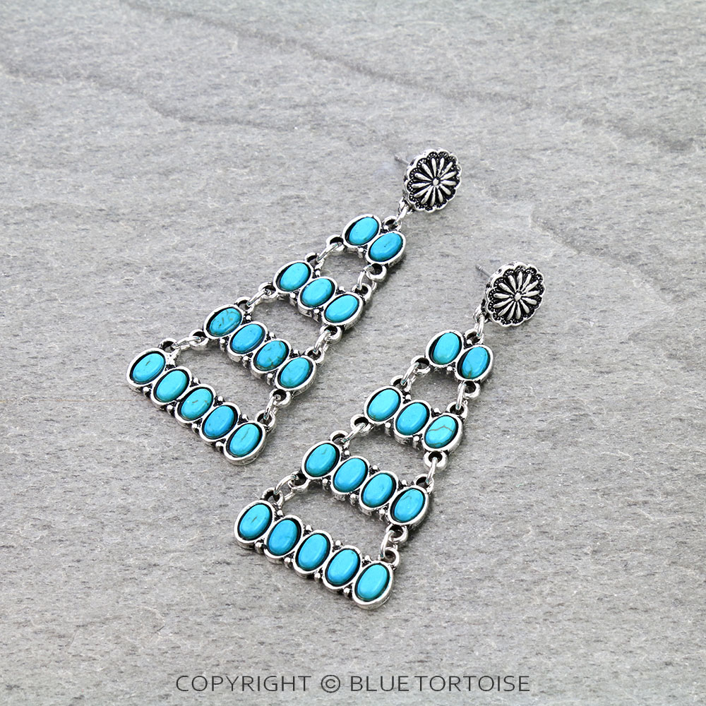 Western Style Stone Drop Stud Earrings