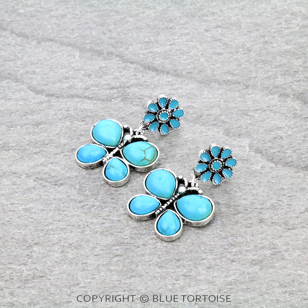 Western Butterfly Stone Stud Earrings