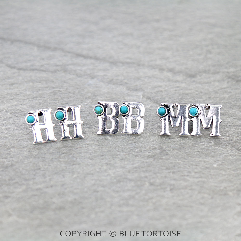 3 Pair Western Initial Earring Set