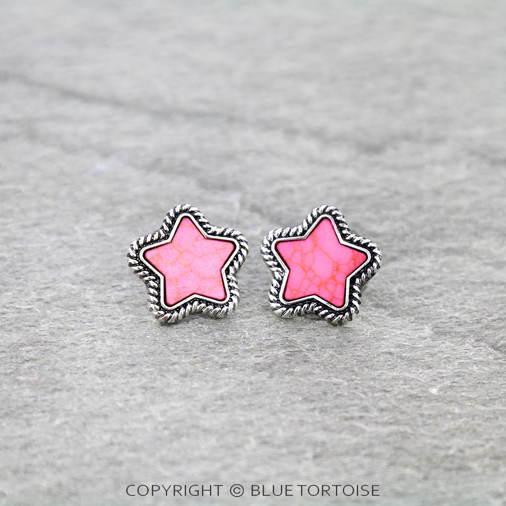 Western Star Stone Stud Earrings