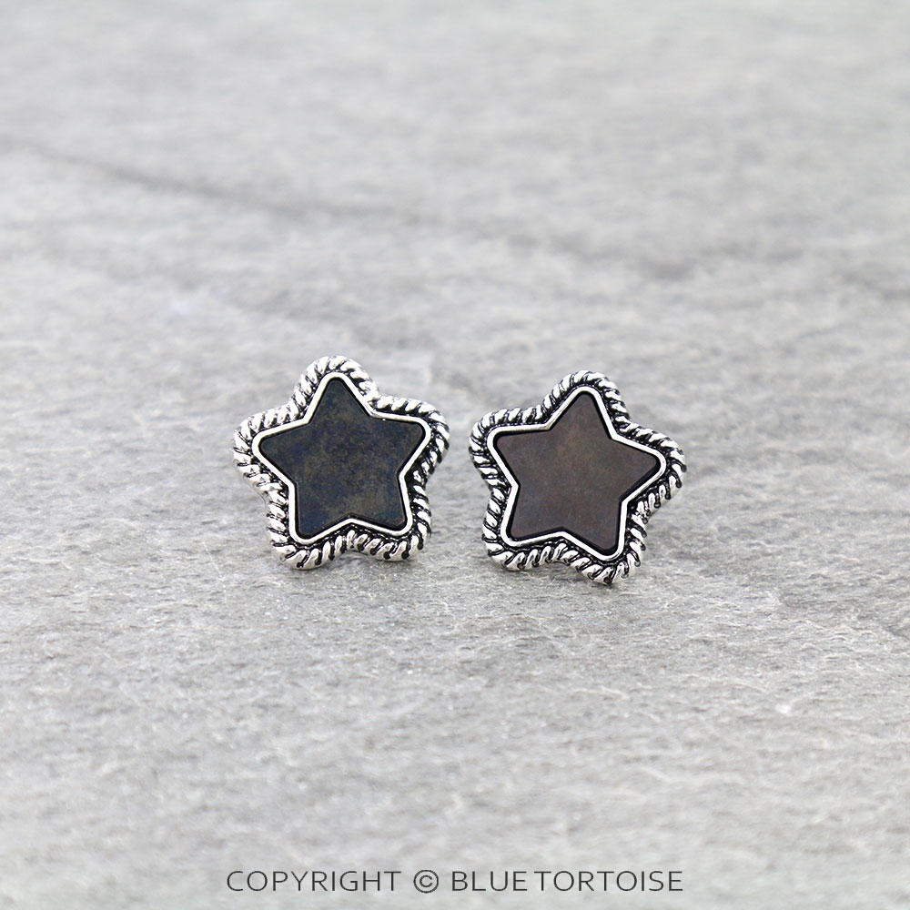 Western Star Stone Stud Earrings