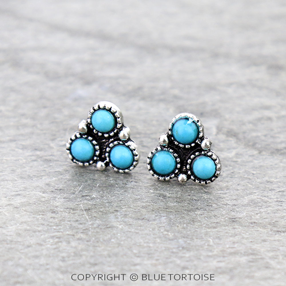 Western Triangle Stone Stud Earrings - Image 3
